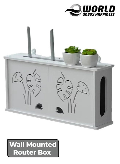 Eworld Stylish Wall-Mounted Router Rack for Wi-Fi Router, Set-Top Box, Light Cat Box, and More-0