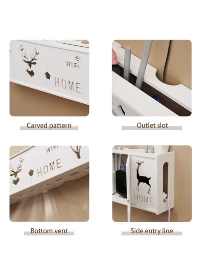 Eworld Stylish Wall-Mounted Router Rack for Wi-Fi Router, Set-Top Box, Light Cat Box, and More-2