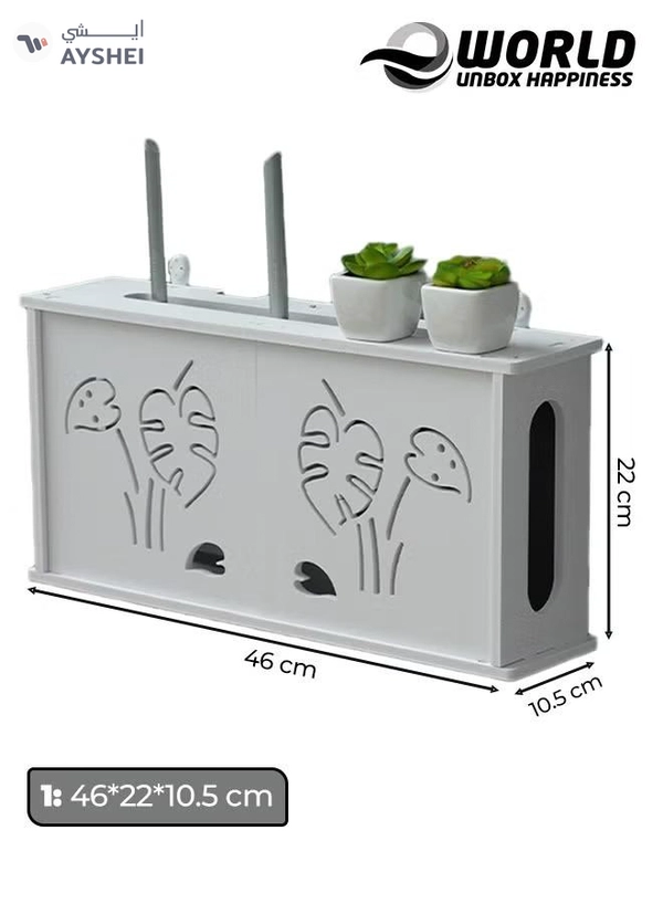 Eworld Stylish Wall-Mounted Router Rack for Wi-Fi Router, Set-Top Box, Light Cat Box, and More