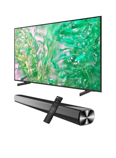 Samsung 65-Inch Crystal UHD DU8000 4K Smart Tv HDR 10+, Dynamic Crystal Color, AirSlim Design With 2.0 Channel Soundbar 30W, HDMI ARC, Bluetooth, USB, MP3, FM Station 65DU8000+SOUNDBAR Grey-2